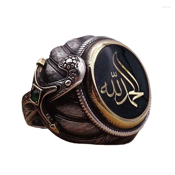 Anneaux de mariage usine directe Antique argent plaqué classique bijoux arabes conception hommes écritures islamiques arabes