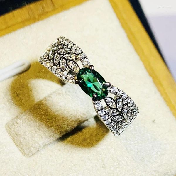 Anillos de boda Fancy Leaf Band Oval Green Cubic Zirconia para mujeres 2023 Exquisitos accesorios de dedo Joyería de moda