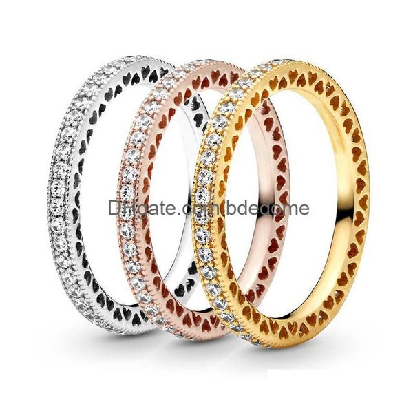 Anillos de boda Fanshi Cross Border Venta Anillo de corazón eterno Temperamento Conjunto Moda Melocotón simple en forma para Padra WeddingHollow Ou Dhx8Z