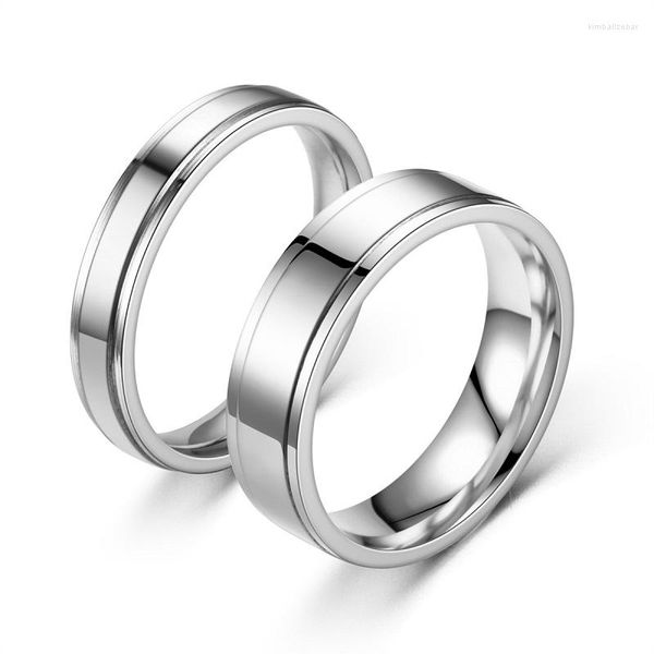 Anneaux de mariage mode 4 MM/6 MM de large Simple classique mâle argent acier inoxydable pour hommes haute qualité main accessoires bijoux