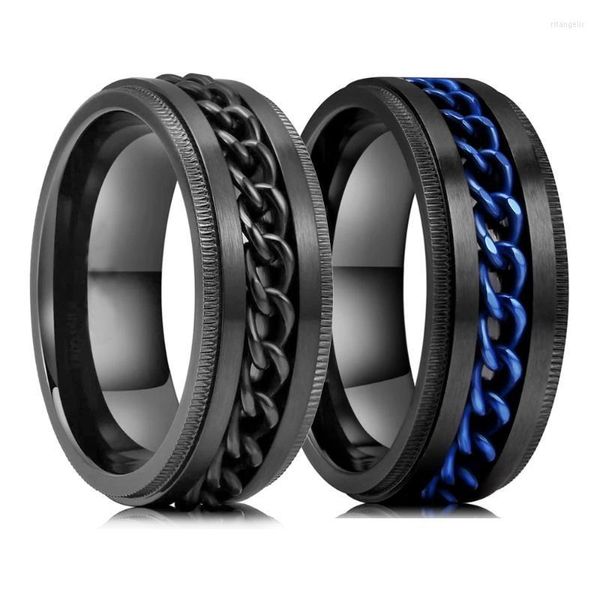 Anneaux de mariage Mode 8mm Entrelacement Chaîne Spinner Bague Pour Hommes Femmes Cool En Acier Inoxydable Fidget Anxiété Bijoux De Fête De Mariage Rita22