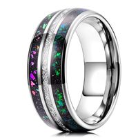 Anneaux de mariage Mode 8 mm hommes Galaxy Tungsten Carbide Ring avec un groupe de météorite d'opale créé