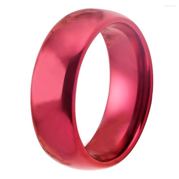 Anillos de boda Moda 8 mm Cúpula roja Anillo de banda de carburo de tungsteno Acabado pulido Ajuste cómodo