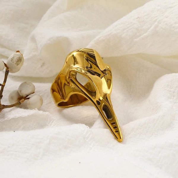 Anillos de boda Fashion Bird Skull para mujeres Accesorios de punk Punk Exquisito Gold de acero inoxidable Regalo de cumpleaños