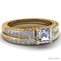 Bagues de mariage couple de mode anneaux vintage en acier inoxydable hommes anneau de mariage élégant carré zircon ring