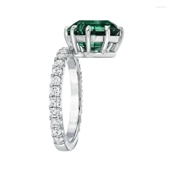 Anneaux de mariage Bague de conception de mode Big Square Sky Green Stone pour femmes Bijoux Cadeau de fiançailles Luxe incrusté