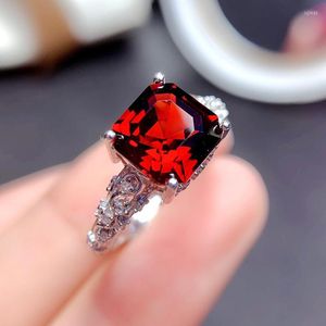 Wedding Rings Fashion Desgin Square Red Blue Stone Princess For Women Sieraden Engagement Gift Luxe ingelegd Cubic Zirkoon