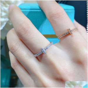 Wedding Rings modeontwerper Moissanite Ring S925 Sterling Sier Fl Mosan Diamond voor vrouwen Nieuw paar sieraden eenvoud stereoscop otjxa