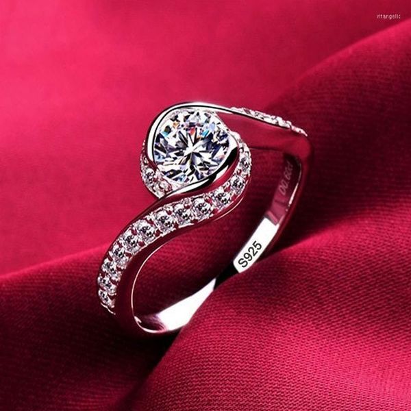 Anneaux de mariage Mode pour femmes filles hommes à la mode 925 bijoux originaux véritables bandes d'argent tibétain Boho cubique Zircon anneau Aeshétique mariage Rita2