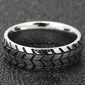 Trouwringen Mode Goud Zilver Kleur Ring Cool Motorband Voor Mannen Hip Hop Punk Geometrische Gestreepte Geschenken Groothandel