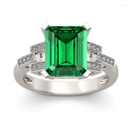 Wedding Rings Fashion Green Creat Stone Ring For Women Engagement Maat 6-10
