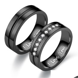 Anneaux de mariage Designer de bijoux de mode pour couple titanium en acier femmes hommes Ring Ring Lettre je t'aime Dhgarden DHCA8 à 6 mm Dhgarden Dhca8