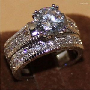Trouwringen mode luxe beroemde gesimuleerde diamant 925 sterling cadeau voor dames ring zilveren band sieraden set sz 5-12
