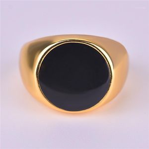 Trouwringen mode luxe vintage elegante grote ronde zwarte opaal één ring goud kleur verstelbaar voor vrouwen engagement
