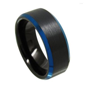 Anneaux de mariage Mode Hommes Carbure De Tungstène Bague De Fiançailles Noir Et Bleu Pour Femmes Couple Bande Dôme Poli Brillant Bijoux