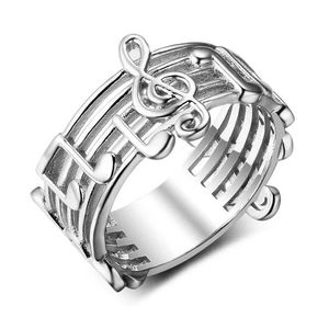 Anillos de boda Música Fashion Music Ann Ring Hollow Symboly Jewelry Femenino Amante Fiesta Mejor regalo Q240514