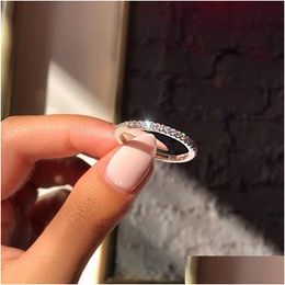 Wedding ringen mode origineel 100% 925 sterling sier band ringen dames bruiloft sieraden cadeau klassieke gesimuleerde platina diamant cz ring d dh2eg