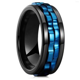 Trouwringen mode punkstijl uitrusting roterende angst fidget ring titanium stalen ketting spinner voor mannen rock biker party sieraden