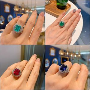 Anneaux De Mariage Mode Rétro 10 12mm Paraiba Rubis Émeraude Ouverture Réglable Bague De Fiançailles Designer De Luxe Bijoux Pour Fête Amis Cadeau