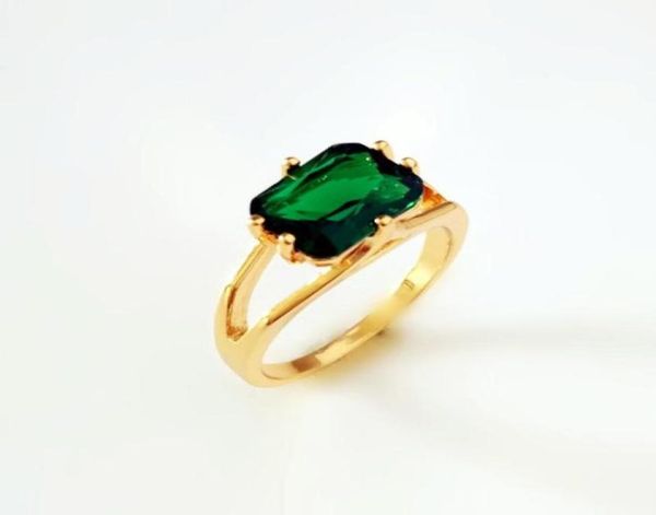 Anneaux de mariage bague de mode couleur or jaune plaqué femmes vert cubique Zircon dame conceptions de bijoux pour WomenWedding8294029