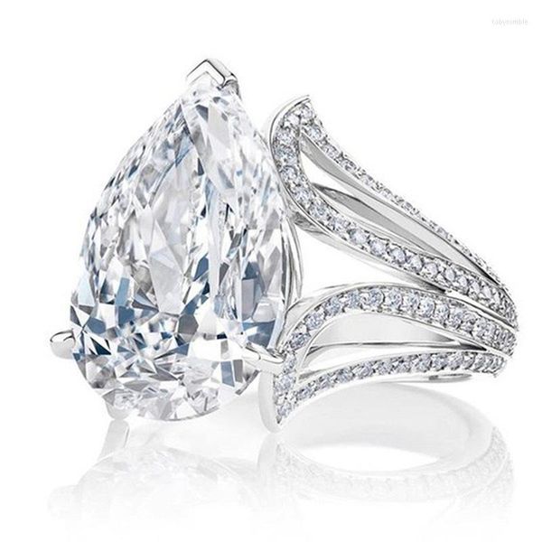 Anneaux de mariage Mode Bijoux romantiques Forme de goutte d'eau Strass pour femmes Bague de cocktail Cadeau 2023