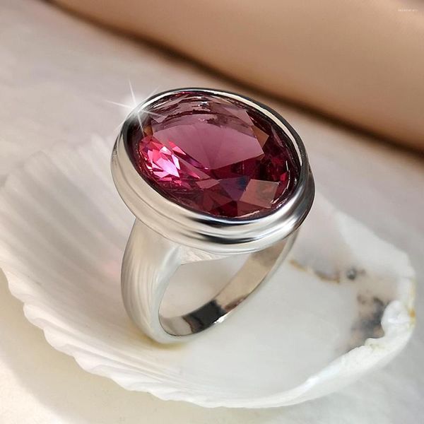 Anneaux de mariage mode rubis cristal Zircon anneau pour femmes luxe rouge strass femmes fête promesse bijoux cadeau
