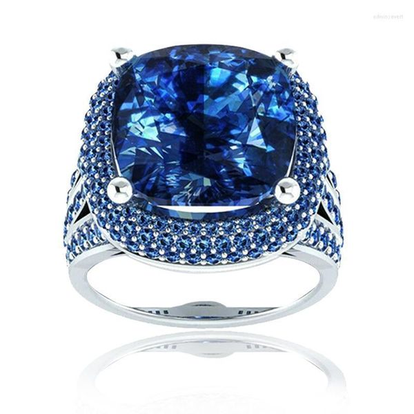 Anneaux de mariage Mode Saphir Bleu Fiançailles Doigt Princesse Bague Pour Femmes Femme Bijoux Taille 6 7 8 9 10 Cadeau D'affaires Edwi22