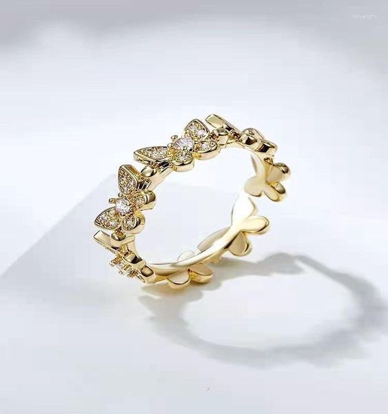 Anneaux de mariage mode brillant cubique zircone papillon pour femmes filles géométrique réglable bague minimaliste bijoux délicats