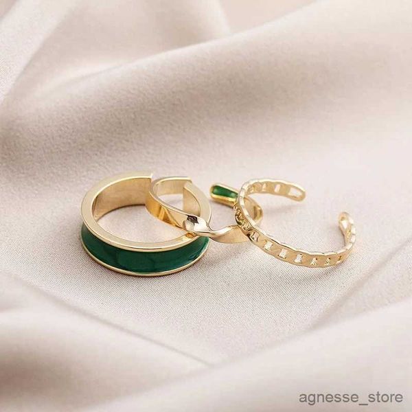 Anillos de boda Moda Simple Hiphop Moda Blanco Verde Ajustable Anillo de Dedo Abierto Para Mujeres Anillos de Cadena de Resina Fresca Conjunto Joyería Regalo de Niña R231127