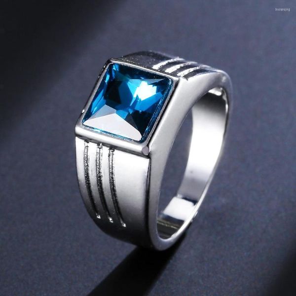 Bagues de mariage taille 6-11 pour hommes, bague en pierre bleue, cadeau de fiançailles, bijoux de fête