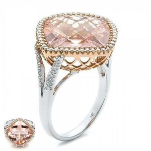 Anneaux de mariage Mode Sparkling Champagne Couleur Bague Morganite Mariée Fine Fiançailles PartyJewelry Gift233P