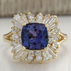 Anillos de boda moda cuadrado azul piedra anillo encanto mujer CZ joyería para mujeres promesa compromiso damas accesorios regalos