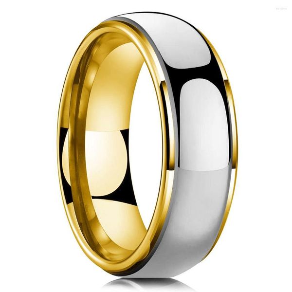 Anillos de boda Moda Titanio Acero para hombres Mujeres Alto Polaco Domed Partido Inoxidable Banda Joyería Gota