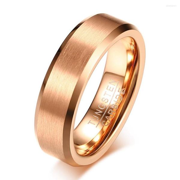 Anneaux de mariage mode carbure de tungstène pour hommes bandes couleur or Rose décontracté bijoux fins petit ami cadeau Homem Anillos 6mm