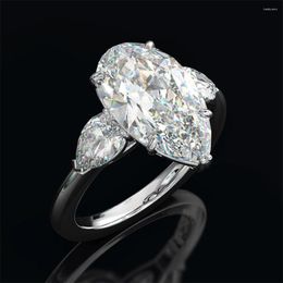 Trouwringen modewater drop zirkon ring dames zilveren kleur verloving glamour sieraden anillos plata 925 para mujer