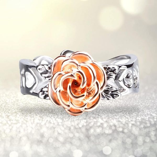 Anneaux de mariage Fashiona Rose pour femmes évider anneau Antique électroplaqué fleur Original saint valentin cadeau bijoux