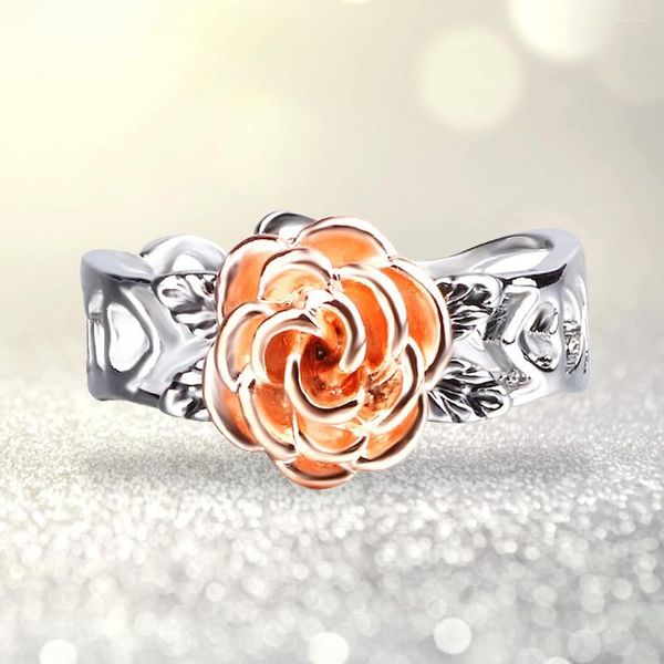 Anillos de boda Fashiona Rose para mujeres Hollow Out Anillo Antiguo Flor galvanizada Original Regalo de San Valentín Joyería