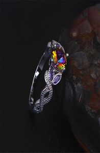 Anneaux de mariage Femme à la mode Bague en argent Classique Exquis Arbre Vigne Incrusté Coloré Zircon Tempérament Femme Main Bijoux7978816