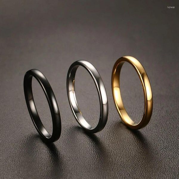 Anillos de boda Mujer 2 mm de ancho Anillo pequeño Calidad Carburo de tungsteno con pistola de oro Chapado en negro para mujer Tamaño 6 7 8 9 10 11