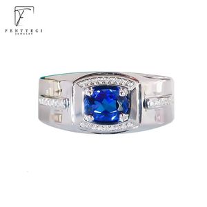 Trouwringen FENTTECI 925 sterling zilver dominante saffier herenring persoonlijkheid ingelegd kleurrijke edelsteen diamanten trouwring iets blauws 231215