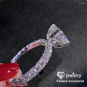 Weddingringen voor vrouwen prinses luxe voorstel verlovingsbruidaal sieraden kubieke zirkonia ronde steen mode Bijoux 2101weddingwedding Brit2