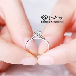 Trouwringen Voor Vrouwen Vrouw Wit 0.3ct/0.5ct Zirconia Zes Voorstel Engagement Fijne Sieraden Huwelijk Bijoux 821