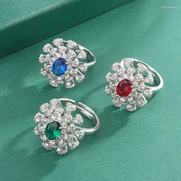Bagues de mariage français luxueux tendance fleur fleur rubis anneau ajusté cadeaux de haute qualité femmes bijoux fiançailles charmes anniversaire