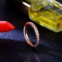 Trouwringen Volledige CZ Zirkoon Ring Voor Vrouwen 18KGP Rose Goud Kleur 316L Rvs Sieraden Mode Designer Gift (GR220)