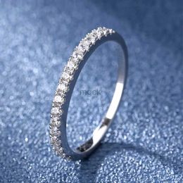 Anneaux de mariage Full Moisanite Anneau rond Couplé blanc D VVS1 925 Silver Full Enternity Ring Diamond Test passé Fashion Woman Girl Gift 240419