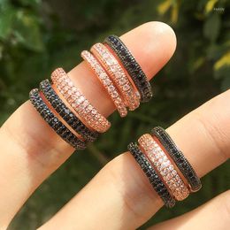 Wedding Rings Funmode Sparkling CZ Stone Black Pave Verstelbaar voor vrouwen Girl Gifts Groothandel FR10