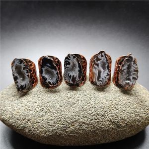 Anneaux de mariage FUWO géode naturelle Druzy bague en cuivre Antique conception étonnante Style bohème réglable Agates bague bijoux 5pc RG040 231214