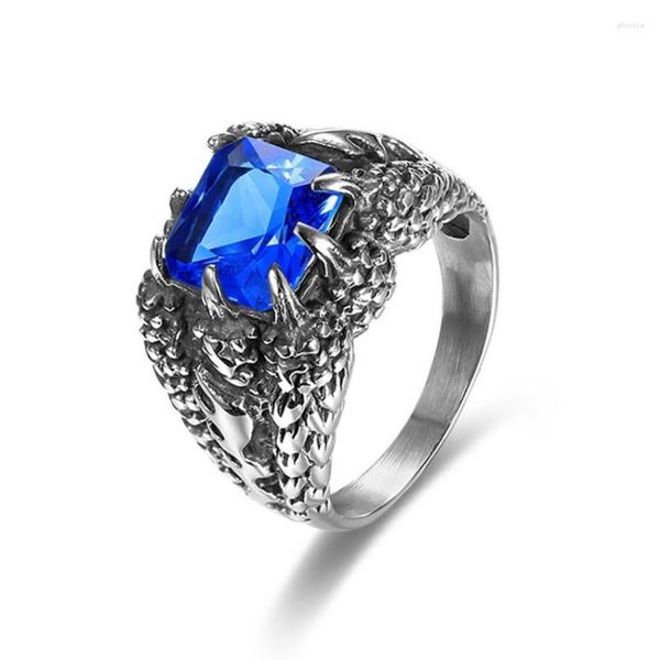 Anillos de boda FYJS Chapado en plata único Muchos colores Cubic Zirconia Dragon Claw Ring para regalo Joyería antigua