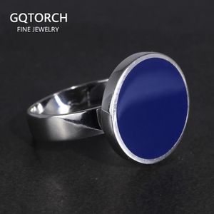 Anneaux de mariage Véritable solide 925 anneaux en argent Sterling Cool Simple plaine anneaux ronds turc bleu couleur Gel minimaliste bijoux de mariage pour hommes 231222