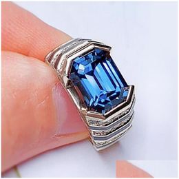 Anillos de boda Geométrico azul cúbico dedo para mujeres joyas de moda joyas de color sier anillo de declaración de color femenino